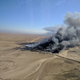 An aerial image of the Qayyarah oil field fires, December 7, 2016.